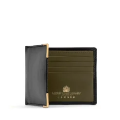 Eight credit card wallet with Gold-plated Corners – Black / Sage