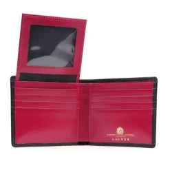 Eight credit card wallet with window flap – Ebony Black / Dark Pink