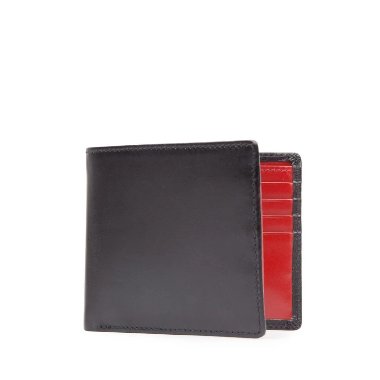 Eight credit card wallet with window flap – Ebony Black / Scarlet