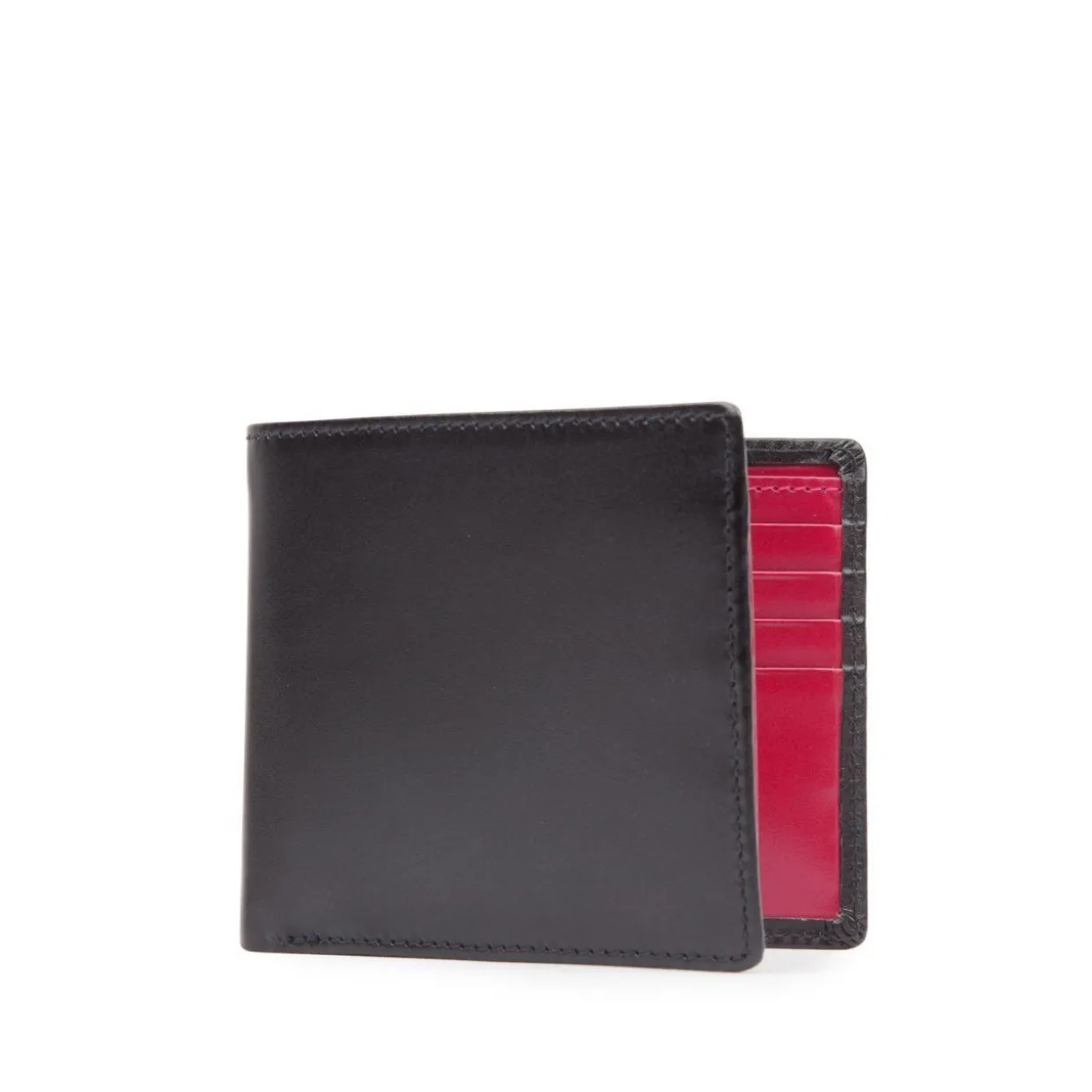 Eight credit card wallet with window flap – Ebony Black / Dark Pink