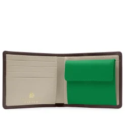 Four credit card wallet with coin purse – Cuban Brown / Buttermilk / Emerald