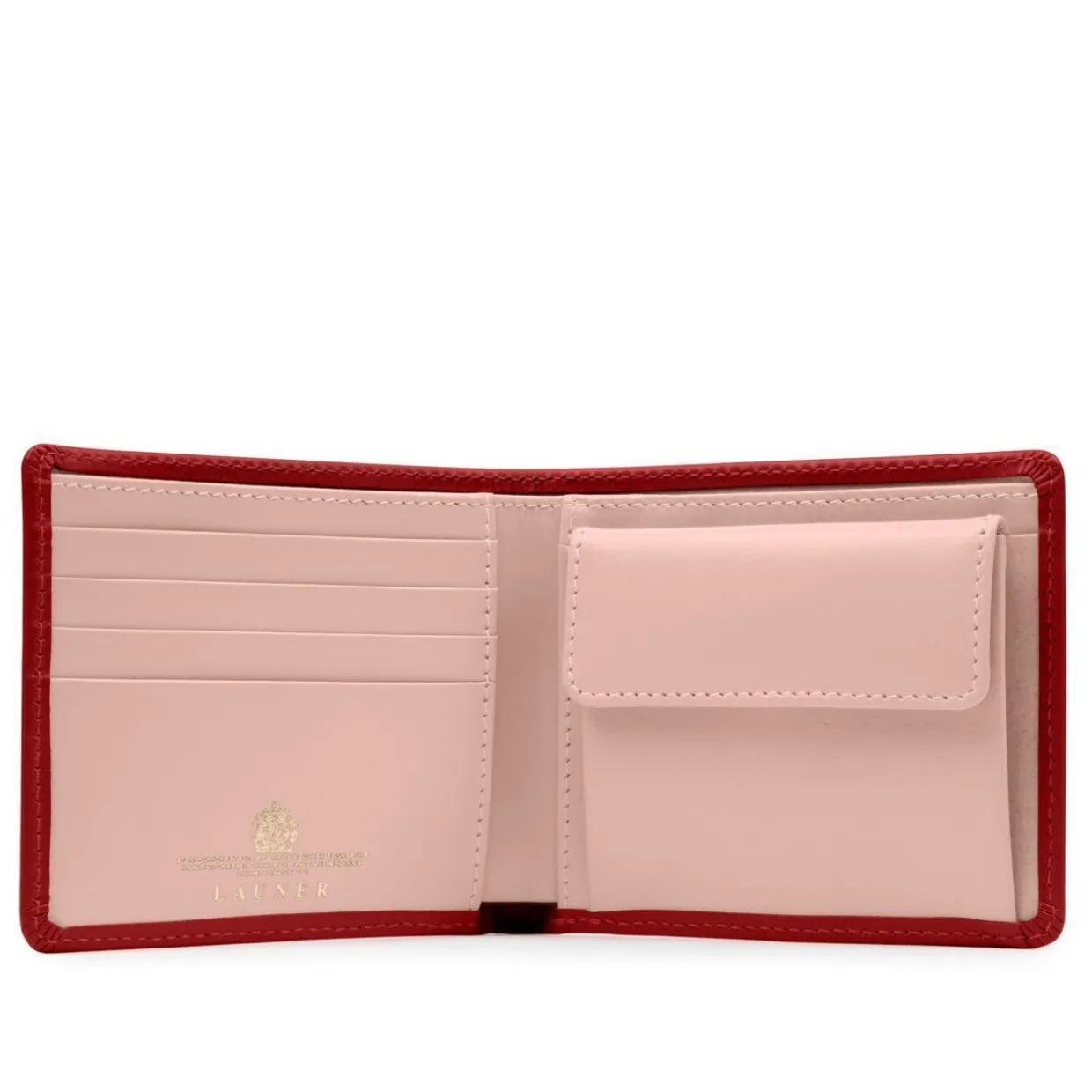 Four credit card wallet with coin purse – Scarlet / Powder Pink