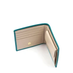 Four credit card wallet with coin purse – Turquoise / Bone White