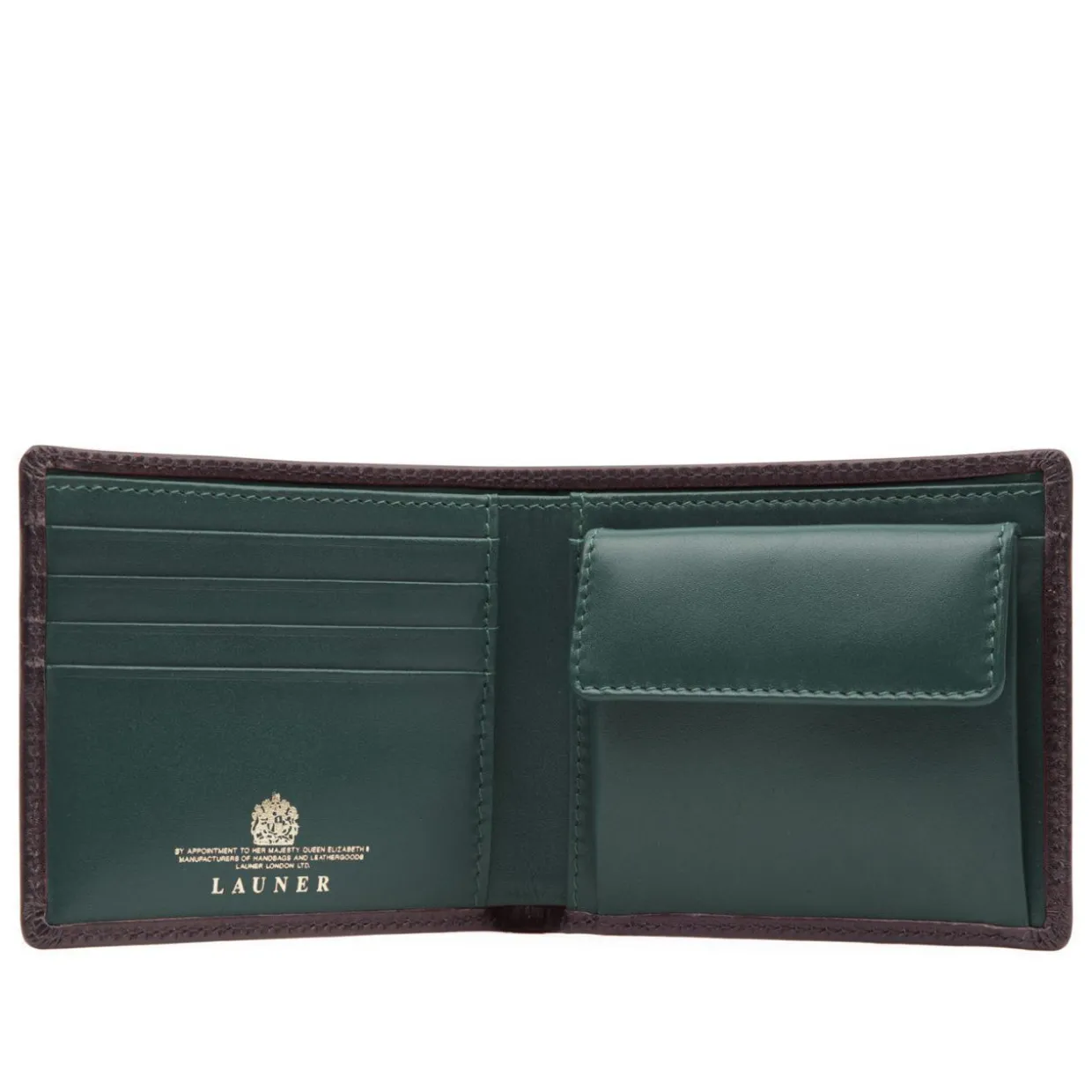 Four credit card wallet with coin purse – Cuban Brown / Forest Green