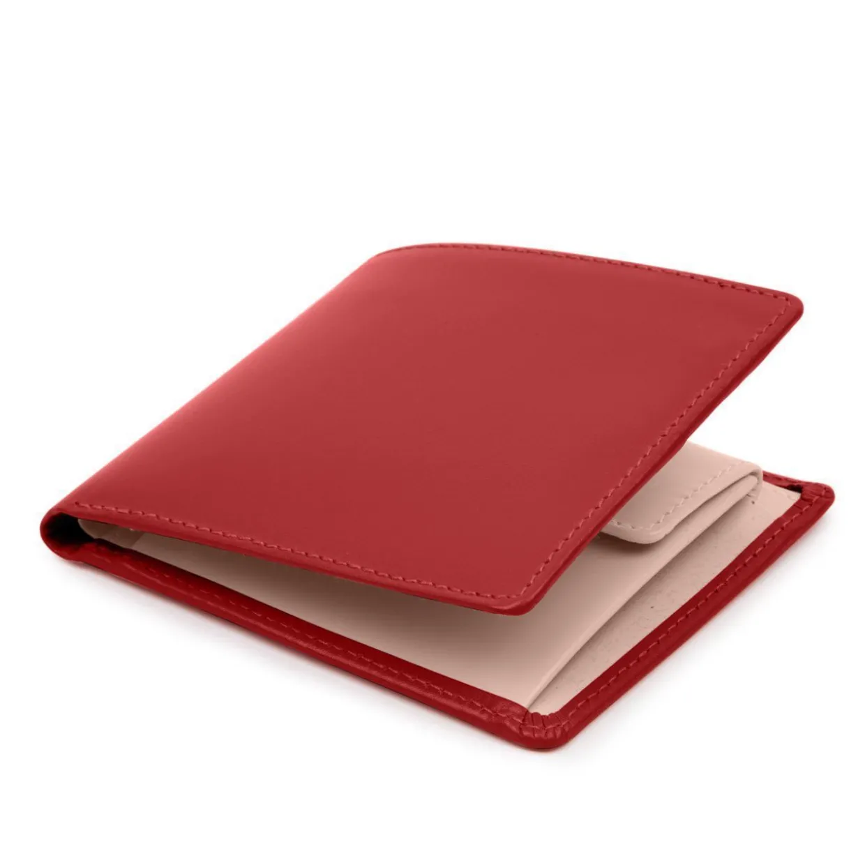 Four credit card wallet with coin purse – Scarlet / Powder Pink