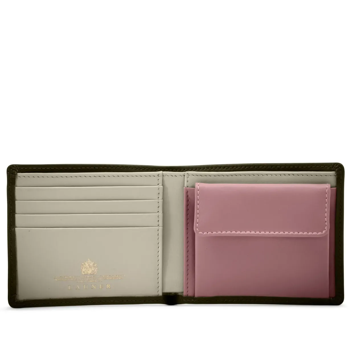 Four credit card wallet with coin purse – Sage / Bone White / Dusky Rose
