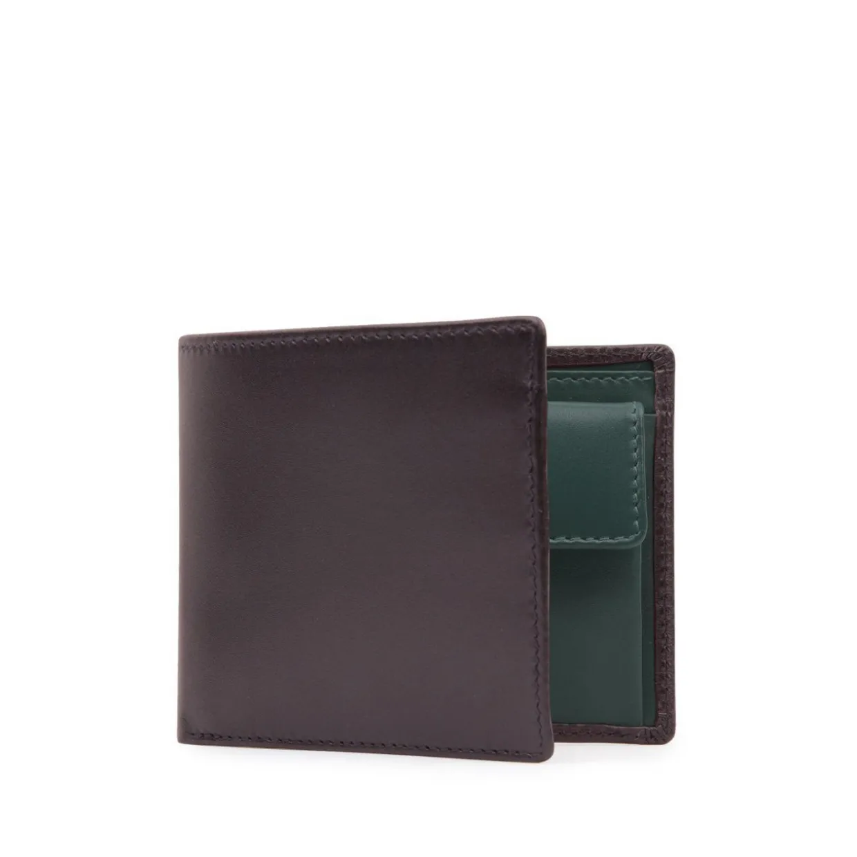 Four credit card wallet with coin purse – Cuban Brown / Forest Green