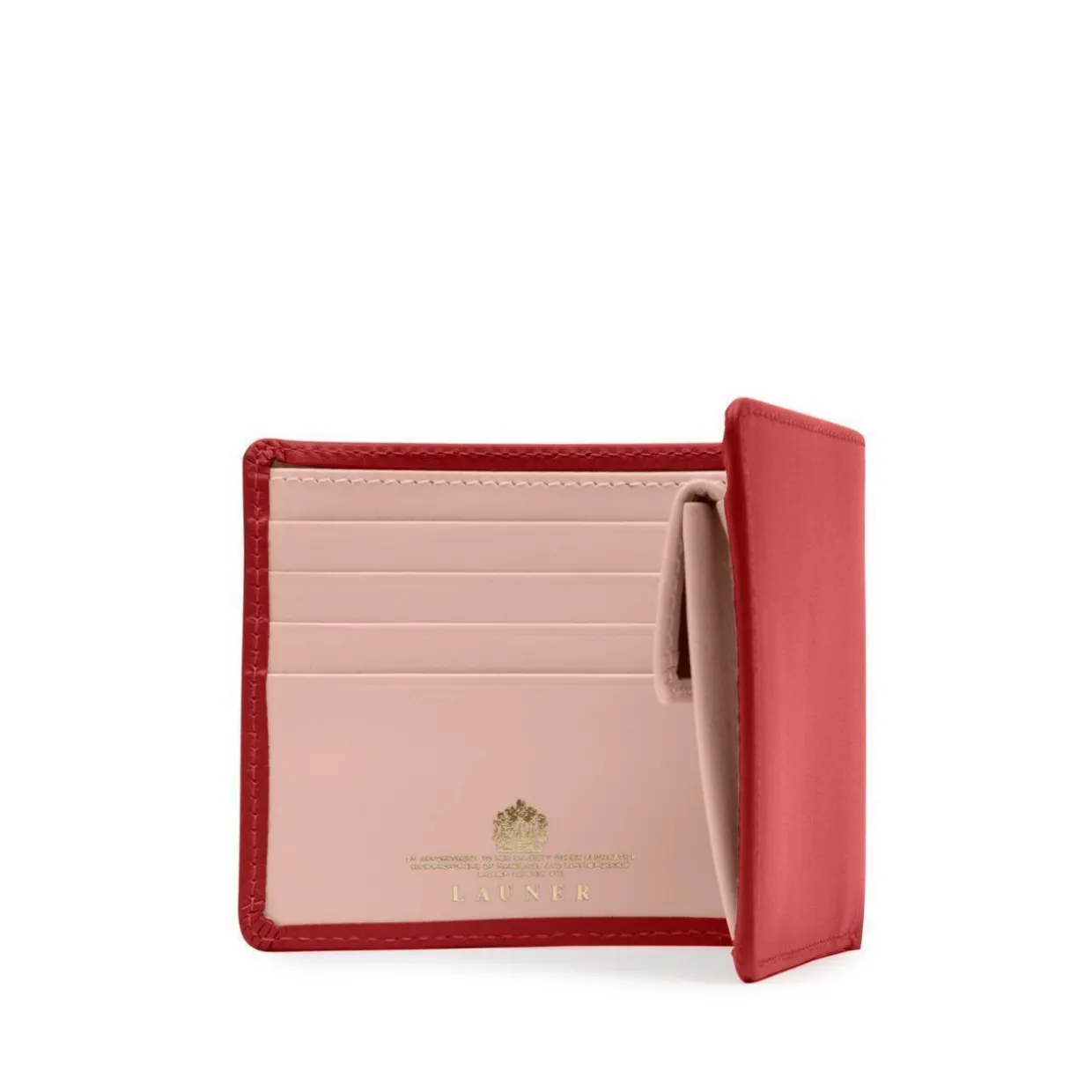 Four credit card wallet with coin purse – Scarlet / Powder Pink