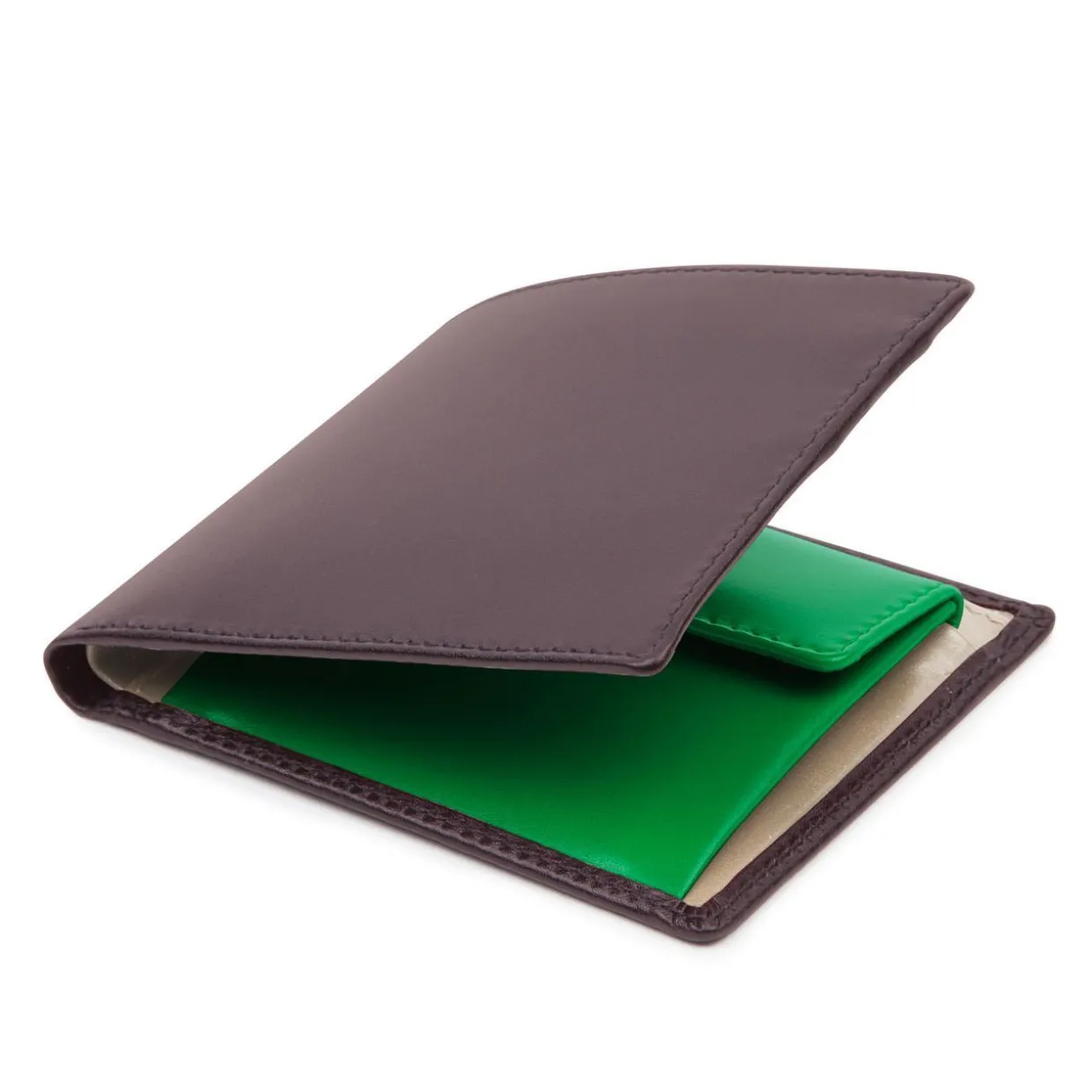 Four credit card wallet with coin purse – Cuban Brown / Buttermilk / Emerald