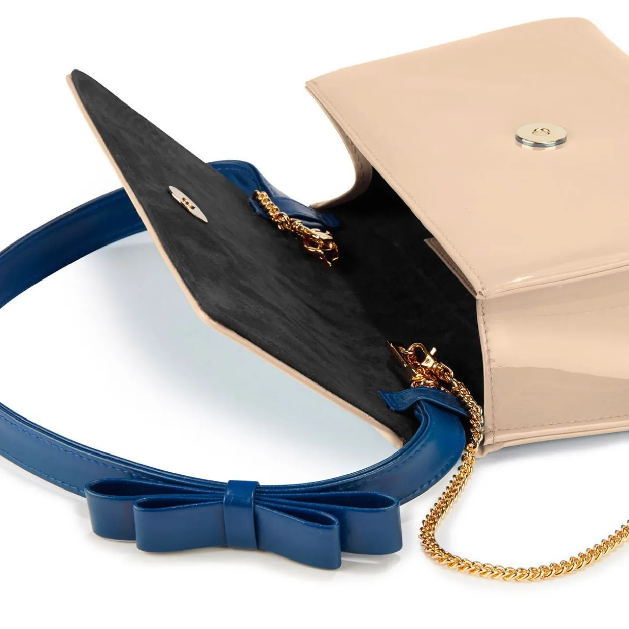 Lucia – Beige (Patent) / Royal Blue