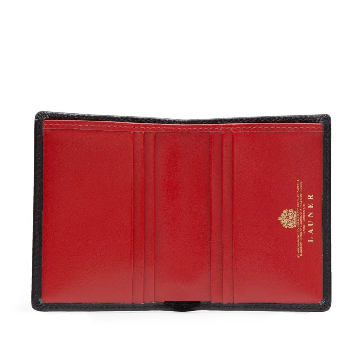 Six card holder with rear pocket – Ebony Black / Scarlet
