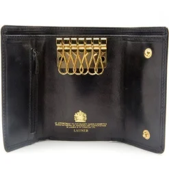 Six-hook key case with zip – Ebony Black