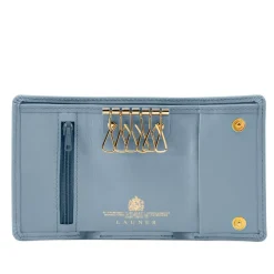 Six-hook key case with zip – Cloud Blue